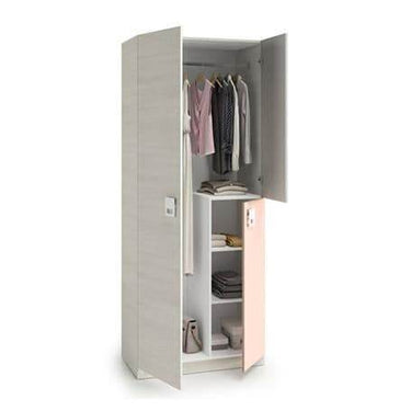 Carlos Grey and Pink 3-Door Wardrobe: Slim, Contemporary Storage Solution - UK Luxury Furniture